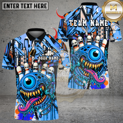 Maxcorners Bowling Alien Cyclops Monster Ball Multicolor Customized Name, Team Name 3D Shirts