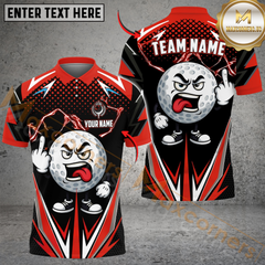 Maxcorners Funny Angry Golf Ball Polo Shirt, Customized Name & Team Name 3D Shirts (4 Colors)