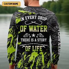 Maxcorners In Every Drop Of Water There Is A Story Of Life Funny Fishing Shirt, SPF Shirt For Men, Gift For Fisherman