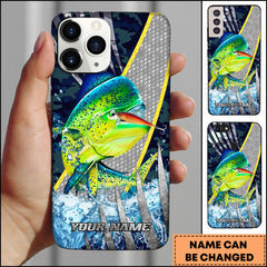 Maxcorners Mahi Mahi Fishing Neon Ocean Splash Art Personalized Name 3D Phone Case
