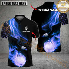 Maxcorners Fire Eagle Golf Polo Shirt, Customized Name & Team Name 3D Shirts (4 Colors)