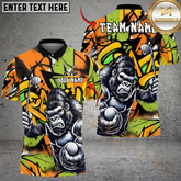 Maxcorners Savage Gorilla Swing Golf Polo Shirt Customized Name, Team Name 3D Shirts