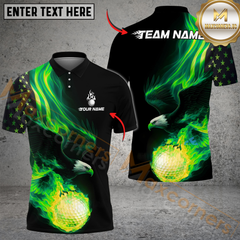 Maxcorners Fire Eagle Golf Polo Shirt, Customized Name & Team Name 3D Shirts (4 Colors)