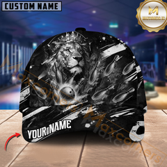 Maxcorners Bowling Lion King Multicolor Personalized Name 3D Cap
