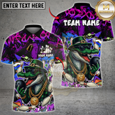 Maxcorners Gangster Crocodile With Bowling Multicolor Customized Name, Team Name 3D Shirts