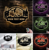 Maxcorners Personalized Deer Metal Sign WITH LED/WITHOUT LED - Mountain Cabin Name Sign, Rustic Wildlife Outdoor Wall Art for Lodge & Porch Decor LM0110