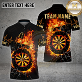 Maxcorners Dart Flaming Dartboard Cracked Effect Multicolor Options Personalized Name, Team Name 3D Shirt (4 Colors)