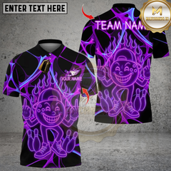 Maxcorners Funny Neon Bowling Design Multicolor Customized Name, Team Name 3D Shirts