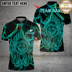 Maxcorners Funny Neon Bowling Design Multicolor Customized Name, Team Name 3D Shirts