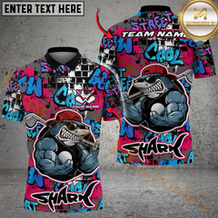 Maxcorners Urban Swing Shark Golf Polo Personalized Name, Team Name 3D Shirt (4 Colors)