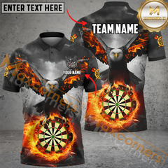 Maxcorners Darts Eagle Fire Flame Mutilcolor Options Personalized Name, Team Name 3D Polo Shirt