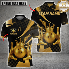 Maxcorners Bowling Golden Crown Multioptions Personalized Name, Team Name Unisex 3D Shirts