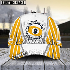 Maxcorners Billiard Ball 9 Wall Break Personalized Name 3D Cap (4 Colors)