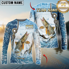 Maxcorners Pike Fishing Golden Hook Graphic Sport Custom Name & Team Name 3D Shirts