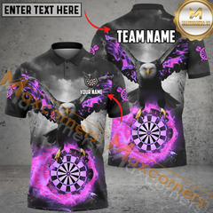 Maxcorners Darts Eagle Fire Flame Mutilcolor Options Personalized Name, Team Name 3D Polo Shirt