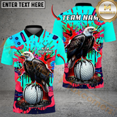 Maxcorners Graffiti Eagle Golf Polo Personalized Name, Team Name 3D Shirt (4 Colors)