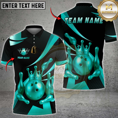 Maxcorners Bowling Golden Crown Multioptions Personalized Name, Team Name Unisex 3D Shirts