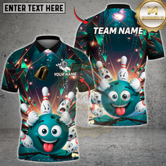 Maxcorners Bowling Crazy Strike Multicolor Customized Name, Team Name 3D Shirts