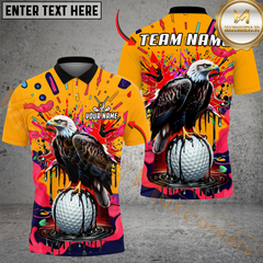 Maxcorners Graffiti Eagle Golf Polo Personalized Name, Team Name 3D Shirt (4 Colors)