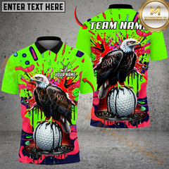 Maxcorners Graffiti Eagle Golf Polo Personalized Name, Team Name 3D Shirt (4 Colors)