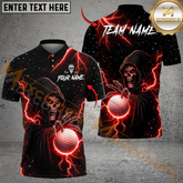 Maxcorner Thunder Reaper Golf Polo Shirt Customized Name, Team Name 3D Shirts (4 Colors)