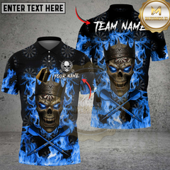 Maxcorners Darts Skull Flame Multicolor Customized Name, Team Name 3D Shirts