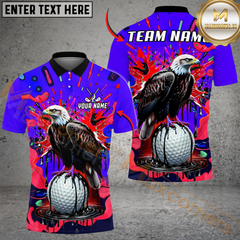 Maxcorners Graffiti Eagle Golf Polo Personalized Name, Team Name 3D Shirt (4 Colors)