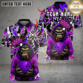 Maxcorners Angry Gorilla With Bowling Multicolor Customized Name, Team Name 3D Shirts
