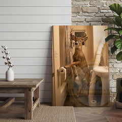 Maxcorners Deer Canvas Funny Bathroom Toilet Paper Humor Canvas Wall Art
