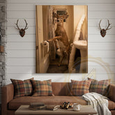 Maxcorners Deer Canvas Funny Bathroom Toilet Paper Humor Canvas Wall Art