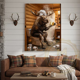Maxcorners Moose Canvas Funny Bathroom Toilet Beer Humor Canvas Wall Art