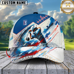 Maxcorners Patriot Heartbeat Swing Golf Cap, Personalized Name Pattern 3D Classic Cap