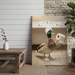 Maxcorners Duck Canvas Bathroom Towel Flying Humor Canvas Wall Art