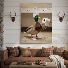 Maxcorners Duck Canvas Bathroom Towel Flying Humor Canvas Wall Art