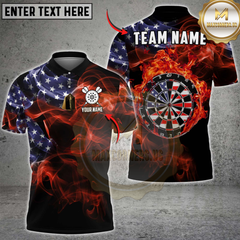Maxcorners Darts Shirt American Flag Fire Dartboard Personalized Name Team Name 3D Shirt