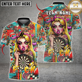 Maxcorners Darts Graffiti Rebel Girl Dartboard Multicolor Customized Name, Team Name 3D Shirt