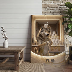 Maxcorners Wolf Canvas Modern Bathroom Mirror Selfie Humor Canvas Wall Art