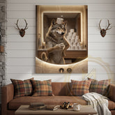 Maxcorners Wolf Canvas Modern Bathroom Mirror Selfie Humor Canvas Wall Art