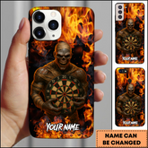 Maxcorners Darts Flaming Skull Fire Power Personalized Name 3D Phone Case