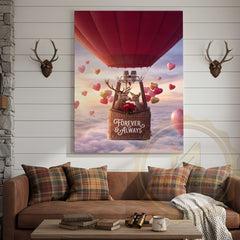 Maxcorners Deer Couple Hot Air Balloon Romantic Sky Personalized Name Canvas