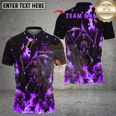 Maxcorners Bowling Flame Reaper And Fire Skull Multicolor Customized Name, Team Name 3D Shirts
