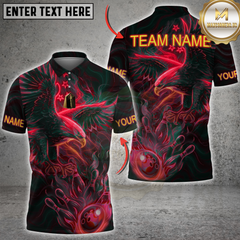 Maxcorners Bowling Eagle Neon Style Multicolor Customized Name, Team Name 3D Shirts