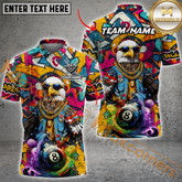 Maxcorners Ball 8 Funny Eagle Graffiti Billiard Jersey Multicolor Options Personalized Name, Team Name 3D Polo Shirt