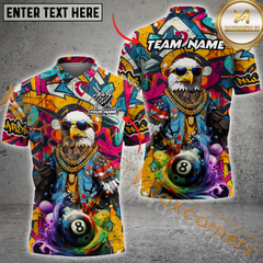 Maxcorners Ball 8 Funny Eagle Graffiti Billiard Jersey Multicolor Options Personalized Name, Team Name 3D Polo Shirt