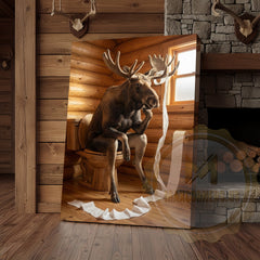 Maxcorners Moose Canvas Log Cabin Bathroom Toilet Paper Canvas Wall Art