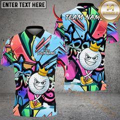 Maxcorners Graffiti Swing King Golf Polo Personalized Name, Team Name 3D Shirt (4 Colors)