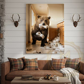 Maxcorners Bear Canvas Bathroom Toilet Paper Running Humor Canvas Wall Art