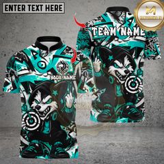 Maxcorners Darts Cool Cartoon Wolf With Dartboard Multicolor Customized Name Team Name 3D Shirts