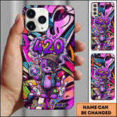 Maxcorners Bowling 420 Purple Bear Ball Pins Colorful Graffiti Personalized Name Phone Case