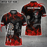Maxcorners Darts Fire Skull Reaper Mutilcolor Options Personalized Name, Team Name 3D Polo Shirt